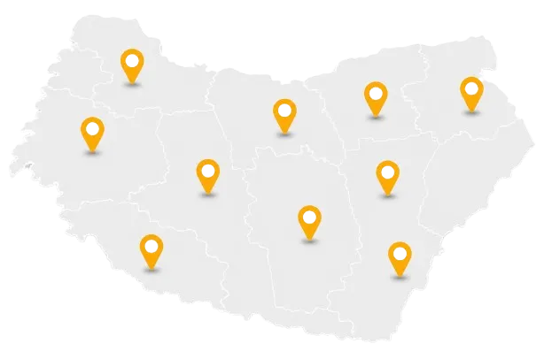 Map with location pins showing our mobile mileage correction service areas